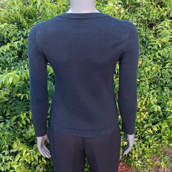 BANANA REPUBLIC PETITE BLACK PURE COTTON BUTTON DOWN CARDIGAN SWEATER - Picture 12 of 17